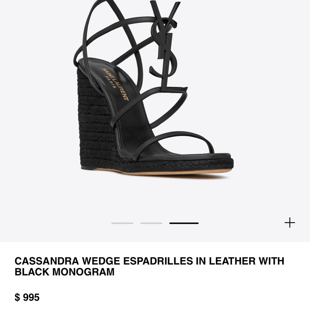 YSL Valda Vacchetta black wedge shoes